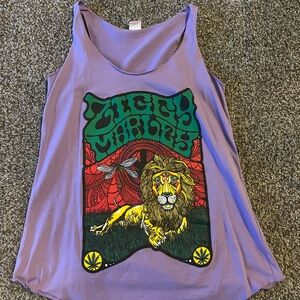 Purple Graphic Tank Top with Lion Design